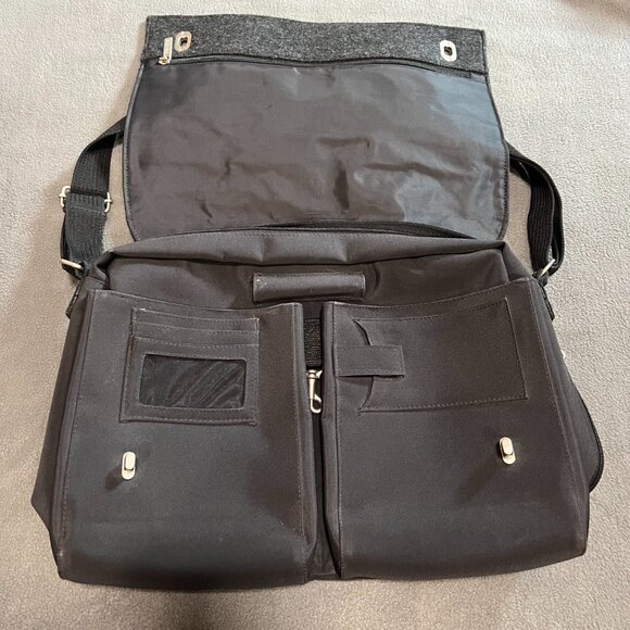WorldCom Exchange Messenger Bag Laptop Bag Wool Satchel Bag Black 16’/ 12’ - Picture 4 of 15